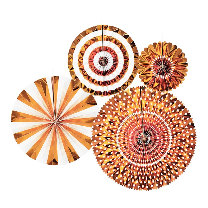 Abanicos de papel Rose Gold 4pz
