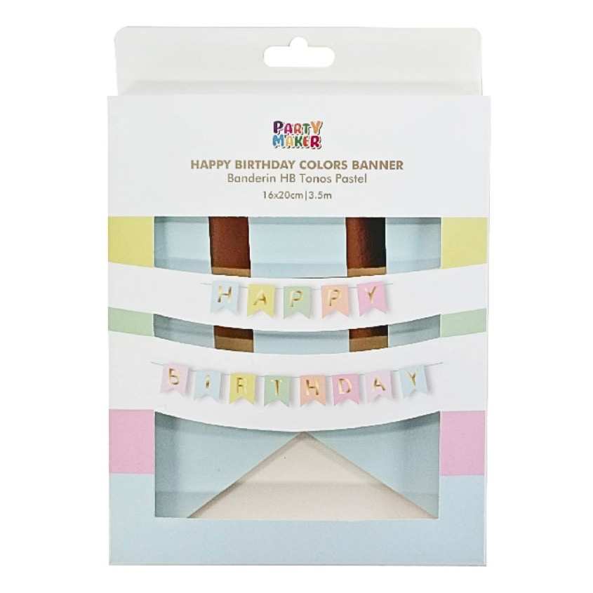 Banderin Tonos Pastel con Foil H-Bday