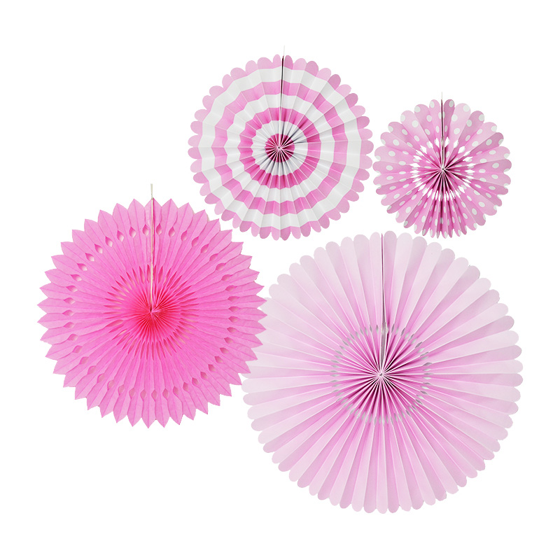 Abanicos de papel Rosa 4pz