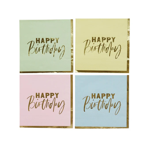 [P07.HBPP204] Serv. Gde Foil pastel  happy birthday  C/16