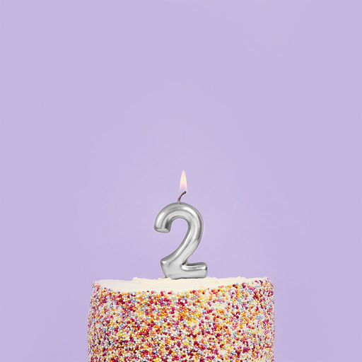 [P07.HBMM193] Silver Number '2' Candle