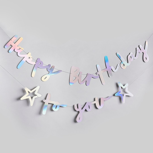 [P07.HBMM1117] Iridescent 'Happy Birthday To You' Card Banner x2 2m