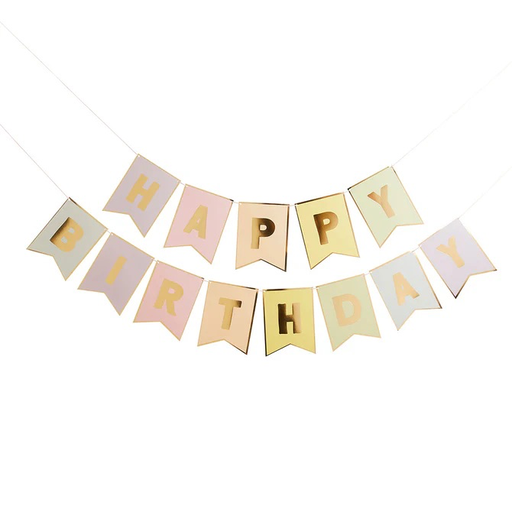 [P07.HBPP200] Pastel 'Happy Birthday' Flag Banner 3M