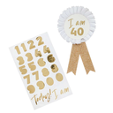 Gold Milestone Bday Badge W/Sticker