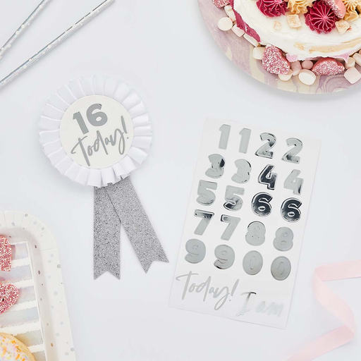 [P07.HBMM352] Silver Milestone Bday Badge W/Sticker