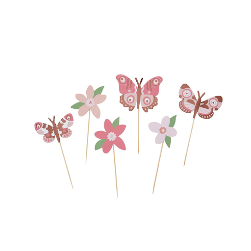 [P07.HBLP107] Flower and Butterfly food picks set 12pcs