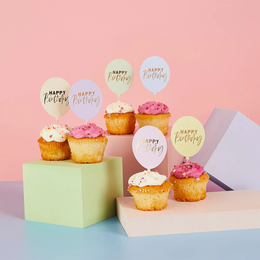 [P07.HBPP207] Picks pastel 'happy birthday' balloon 12pcs