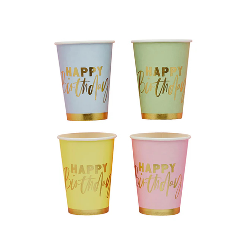 [P07.HBPP203] Cup Pastel 'Happy Birthday' C/8