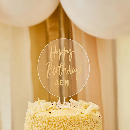 [P07.HBMM312] Cake Topper Acrylic W/Gold Stkrs