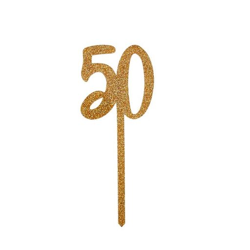 [P07.HBMM1109] Cake Topper gold glitter acrylic 50's