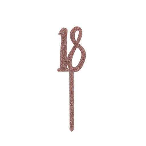 [P07.HBMM159] Cake Topper Rose Gold Glitter Acrylic 18's