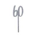 Cake Topper silver glitter acrylic 60