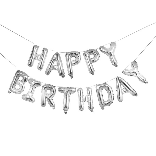 [P07.HBGP161] Ballon Garland silver 'happy birthday' 16''