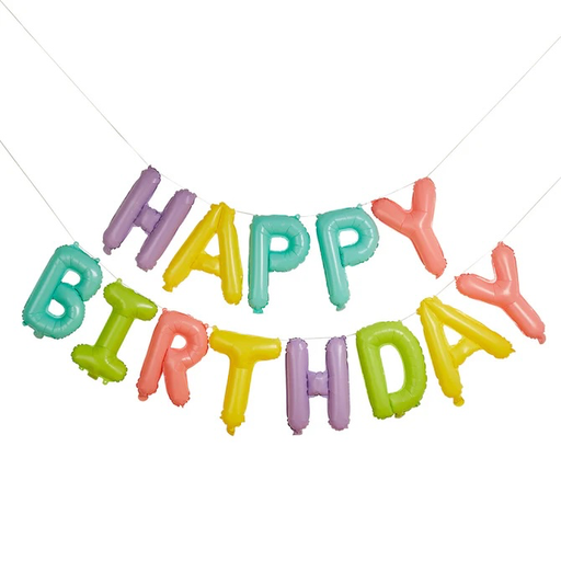 [P07.HBPP205] Pastel 'Happy Birthday' 16" Foil Balloon Garland