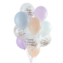 Ballon Bundle pastel 'happy birthday to you' latex 12'' C/12