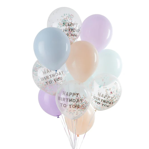 [P07.HBGP142] Ballon Bundle pastel 'happy birthday to you' latex 12'' C/12