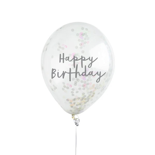 [P07.HBMM1120] Confetti Ballons iridescent happy birthday 12" 5pk