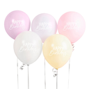 Eco Rainbow 'Happy Birthday' 12" Latex Balloons - Pack of 5