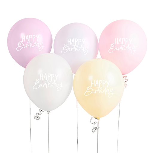 [P07.HBER108] Eco Rainbow 'Happy Birthday' 12" Latex Balloons - Pack of 5