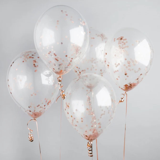 [P07.RG022] Rose Gold Confetti Balloons 5XPk