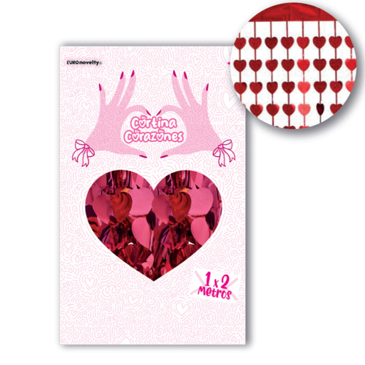 [P04.5599/6] Cortina Figuras Corazon Rojo