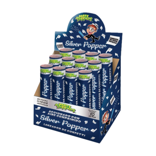 [P04.5345/2] Party Poppers 20cm Silver
