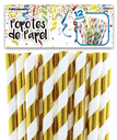 Popotes de Papel Dorados 12pz