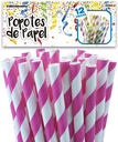 Popotes de Papel Rosa 12pz