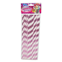 Popotes de Papel Rosa Met 12pz