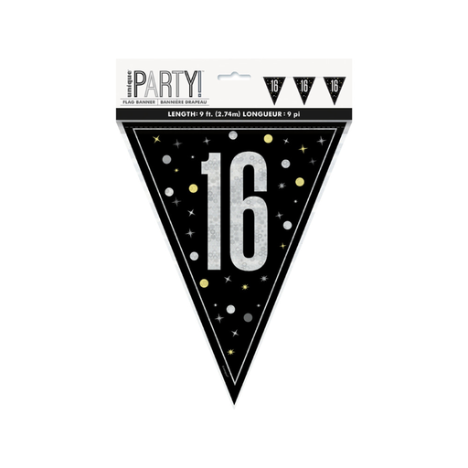 [P06.81949] Glitz Black Flag Banner 9ft 16s