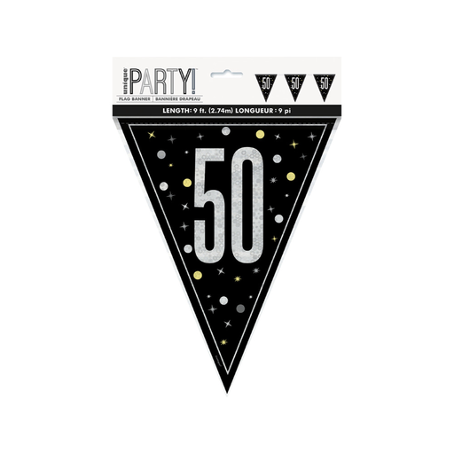 [P06.81954] Glitz Black Flag Banner 9ft 50s