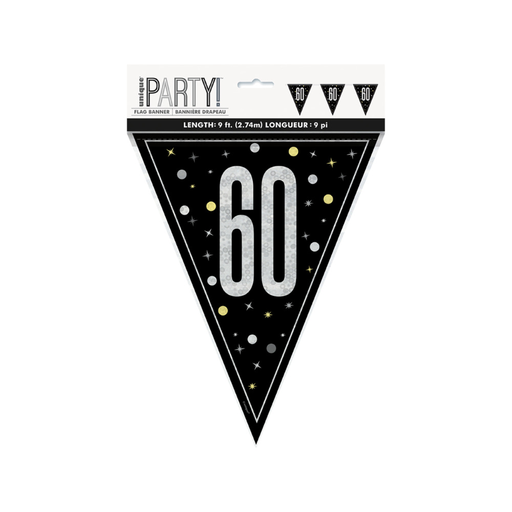 [P06.81955] Glitz Black Flag Banner 9ft 60s