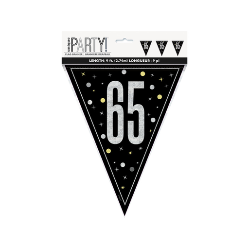 [P06.81959] Glitz Black Flag Banner 9ft 65