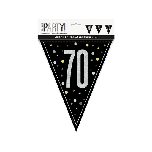 [P06.81956] Glitz Black Flag Banner 9ft 70s