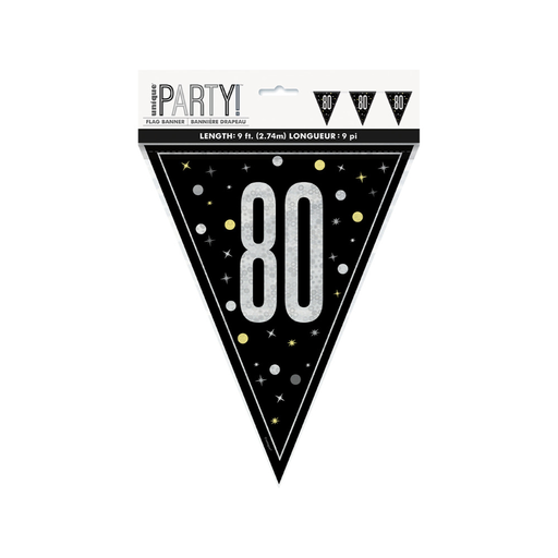 [P06.81957] Glitz Black Flag Banner 9ft 80s
