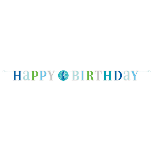 [P06.73308] Letter Banner Blue Dots 1st Bday
