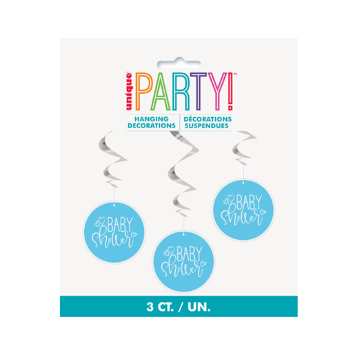 [P06.73389] Dizzy Dangler Blue Hearts Baby Shower 3pz