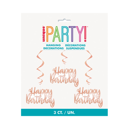 [P06.62943] Dizzy Dangler Happy Bday Rose Gold 3pz
