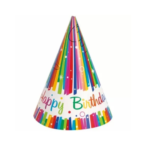 [P06.49571] Gorro Rainbow Ribbon Birthday 8pz