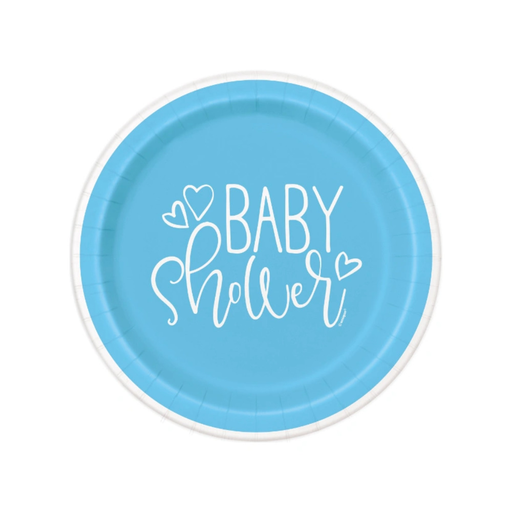 [P06.73384] Plato 7 Blue Hearts Baby Shower 8pz