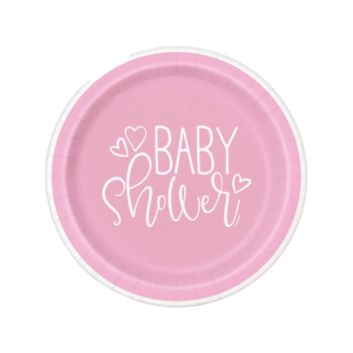 [P06.73364] Plato 7 Pink Hearts Baby Shower 8pz
