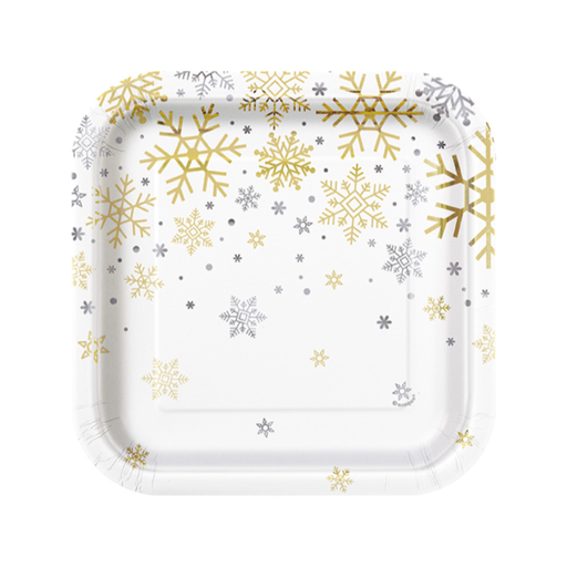[P06.77124] Plato 7 Foil Silver & Gold Snowflake 8pz