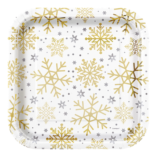 [P06.77125] Plato 9 Foil Silver & Gold Snowflake 8pz