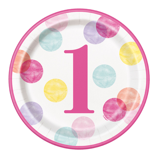 [P06.73285] Plato 9 Pink Dots 1st Bday 8pz