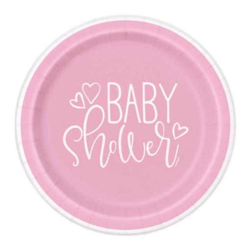 [P06.73365] Plato 9 Pink Hearts Baby Shower 8pz