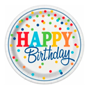 Plato 9 Rainbow Polka Dots 8pz