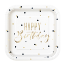 Plato 9 Sq Silver Happy Birthday