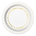 Plato 9 Foil Elegant Gold Dots 8pz