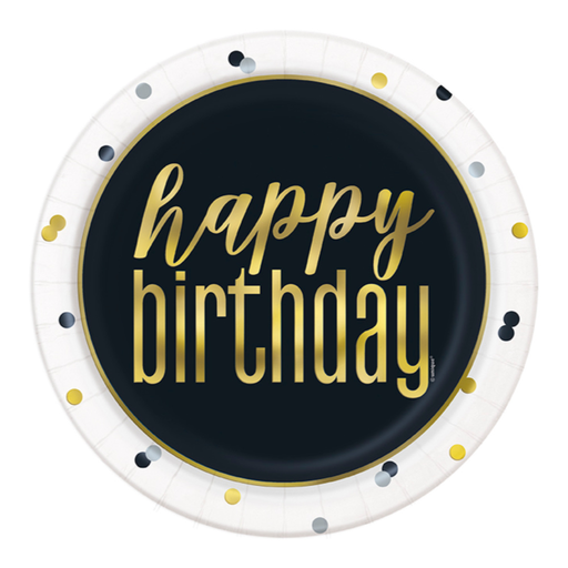 [P06.73185] Plato 9 Foil Metallic Happy Birthday C/8