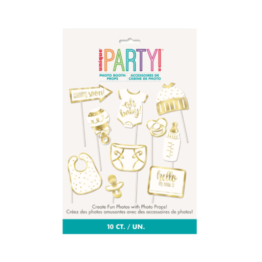 [P06.73409] Party Props Oh Baby Gold C/10